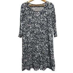 J. Jill Blue White Scoop Neck Tunic Shirt Dress Size Large PureJill Soft Knit